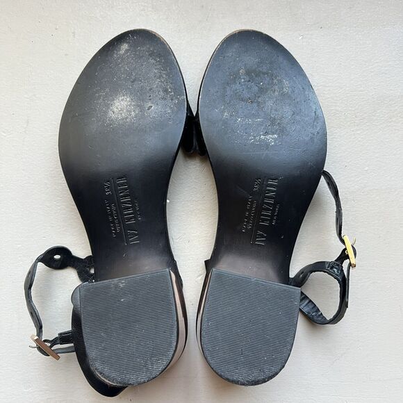 Ivy Kirzhner NY Lala Black Leather w/ Rose Gold Block Heel Sandal 38.5 US 8 - 8. - Picture 15 of 16